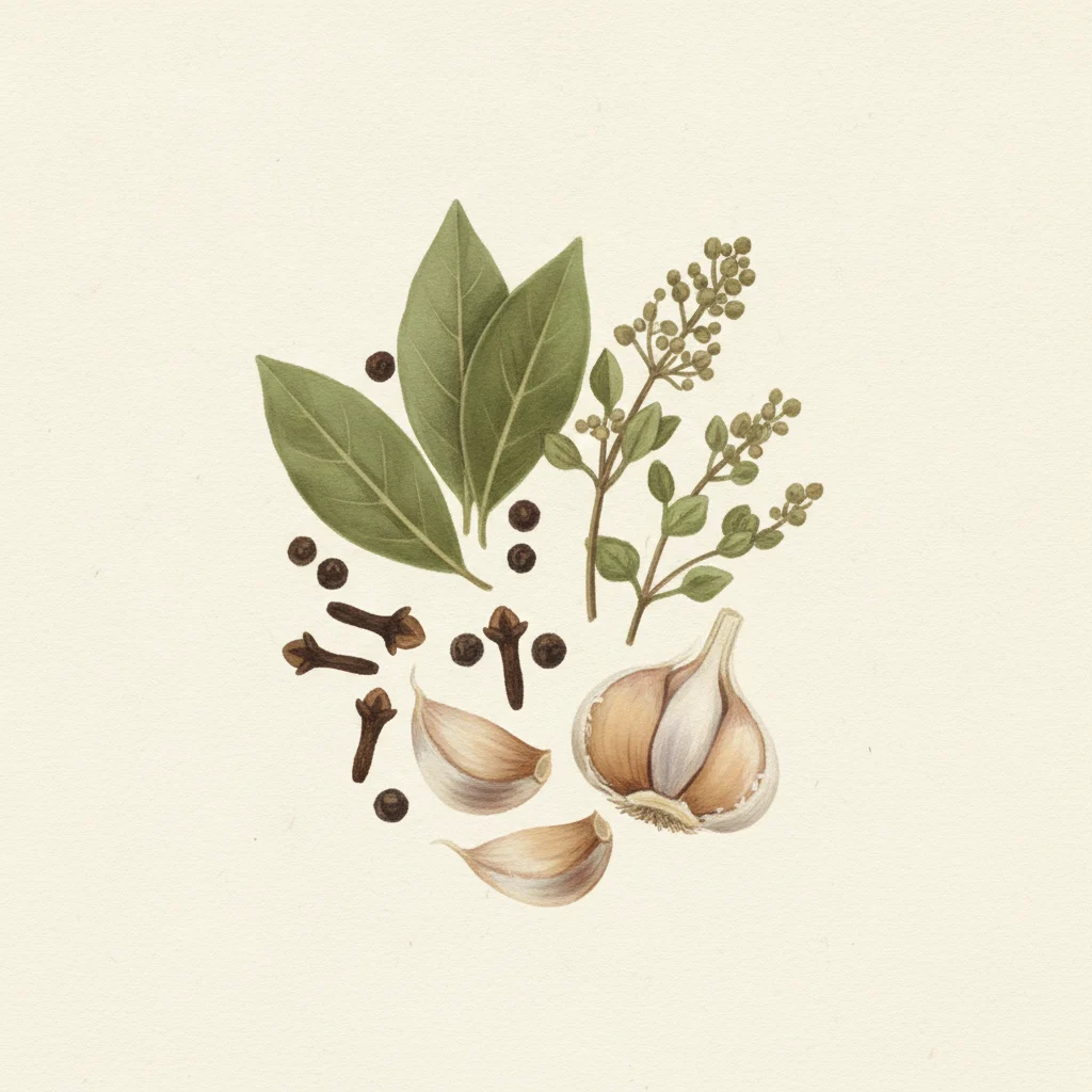 Adobo seasoning, gouache botanical illustration