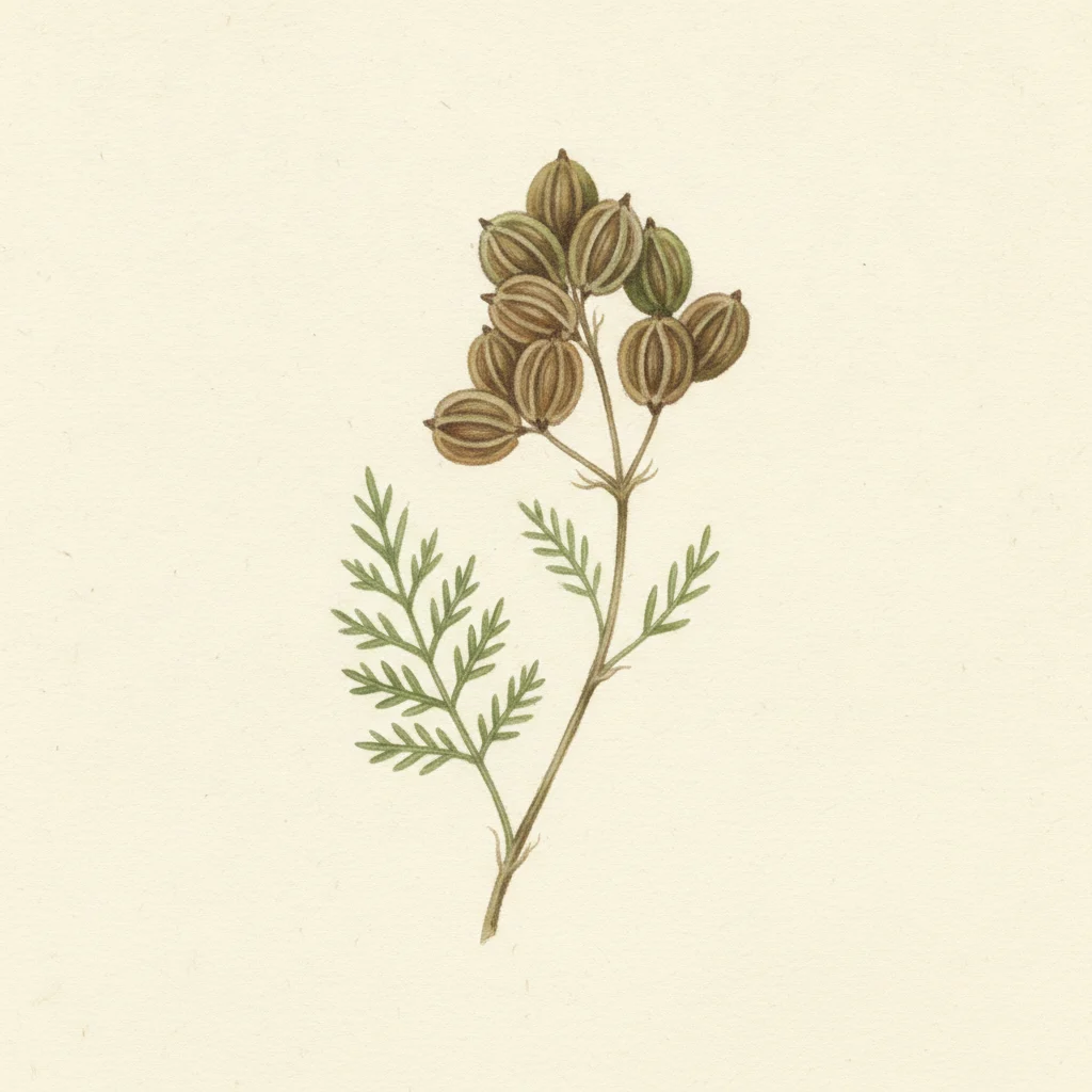 Ajwain, gouache botanical illustration