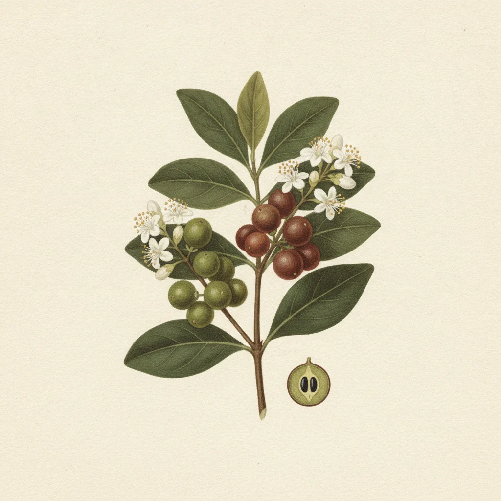 Allspice, gouache botanical illustration