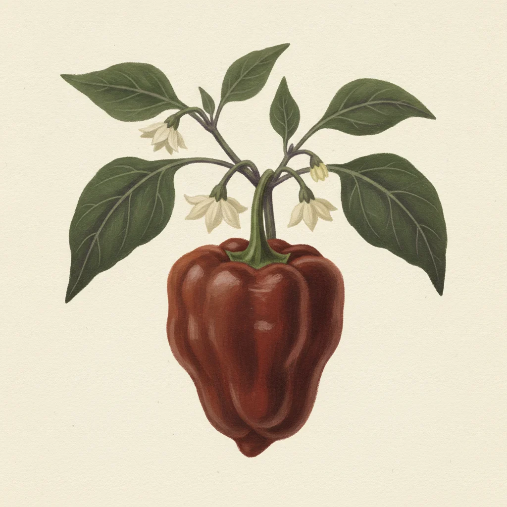 Ancho chile, gouache botanical illustration