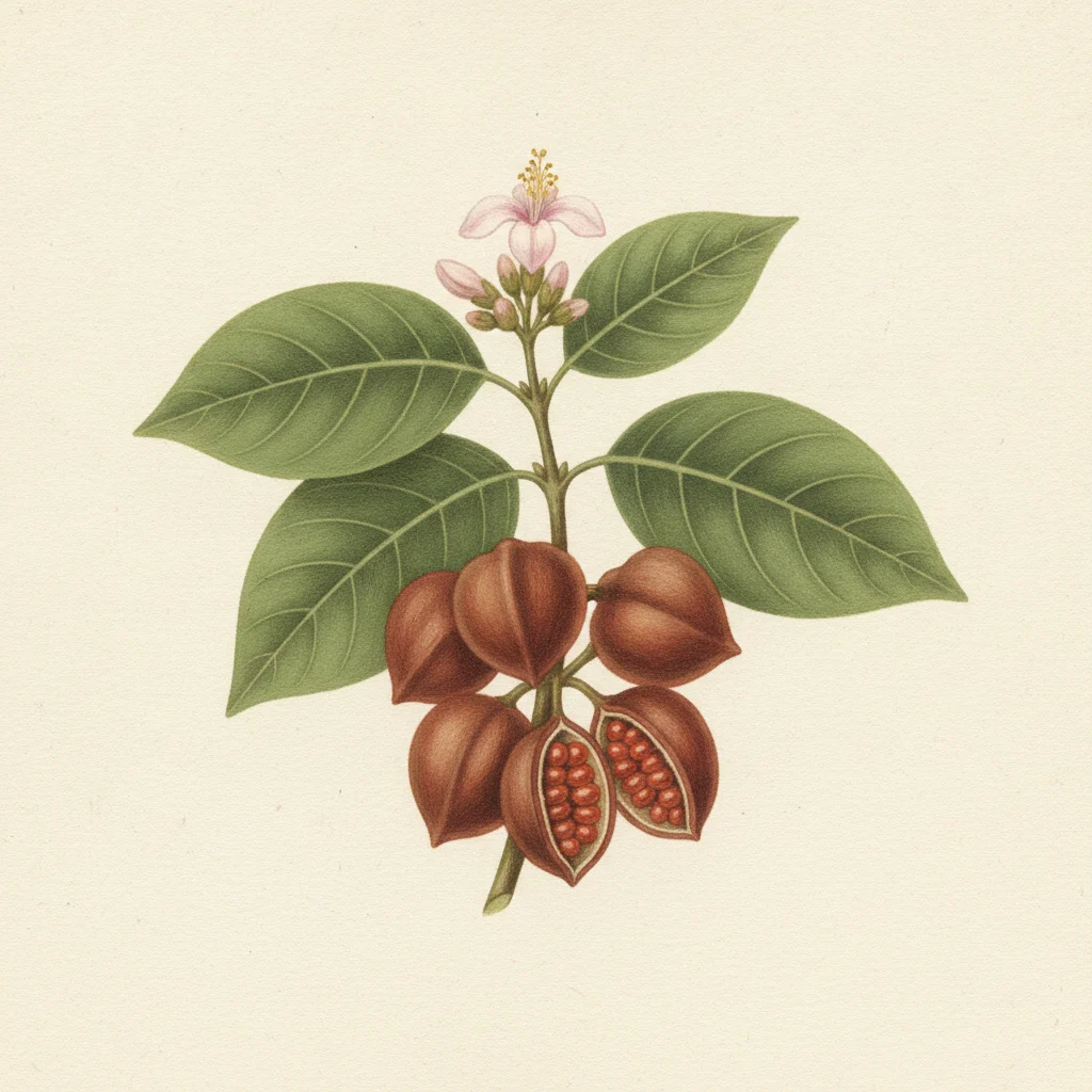 Annatto, gouache botanical illustration