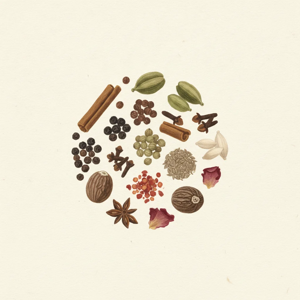 Baharat, gouache botanical illustration