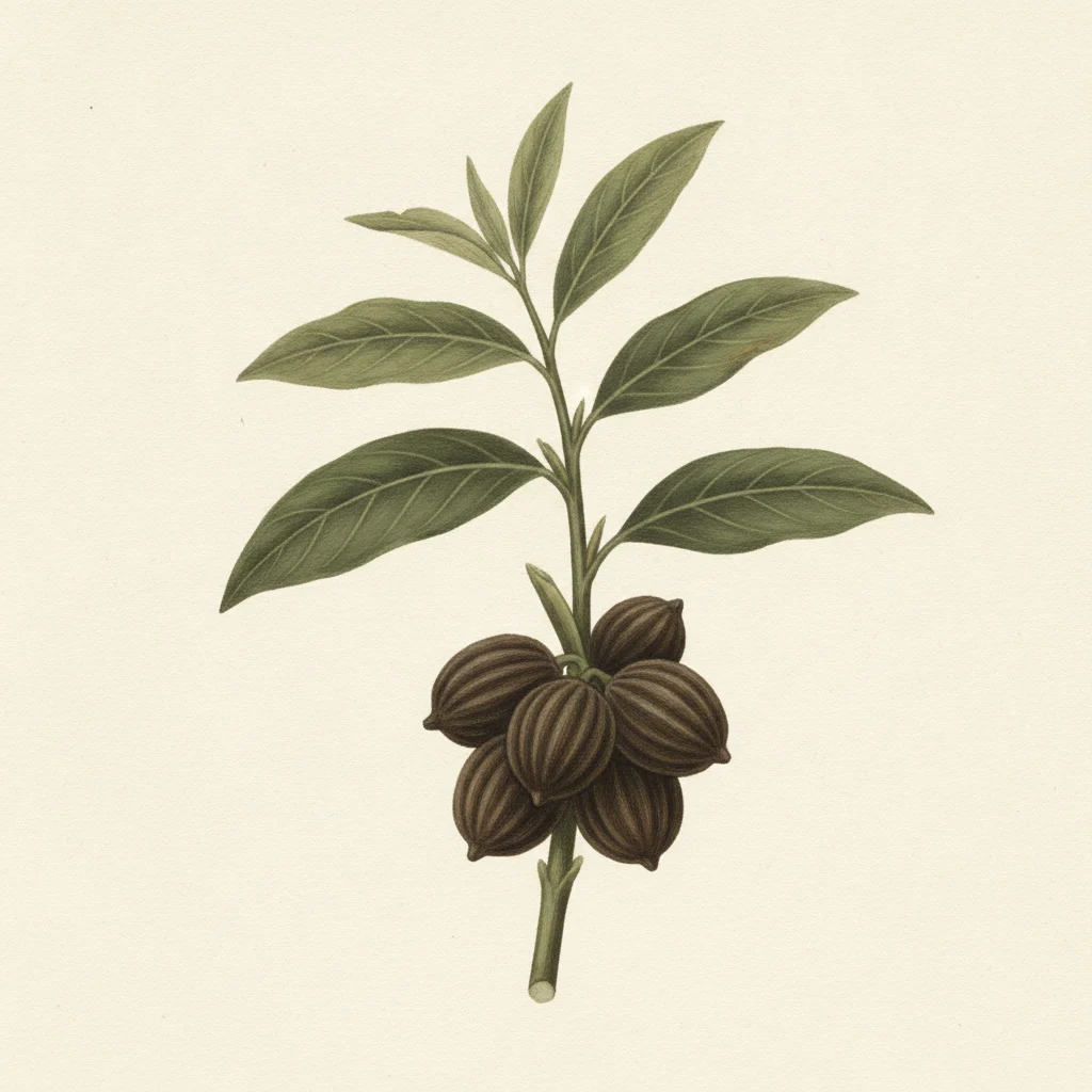 Black cardamom, gouache botanical illustration