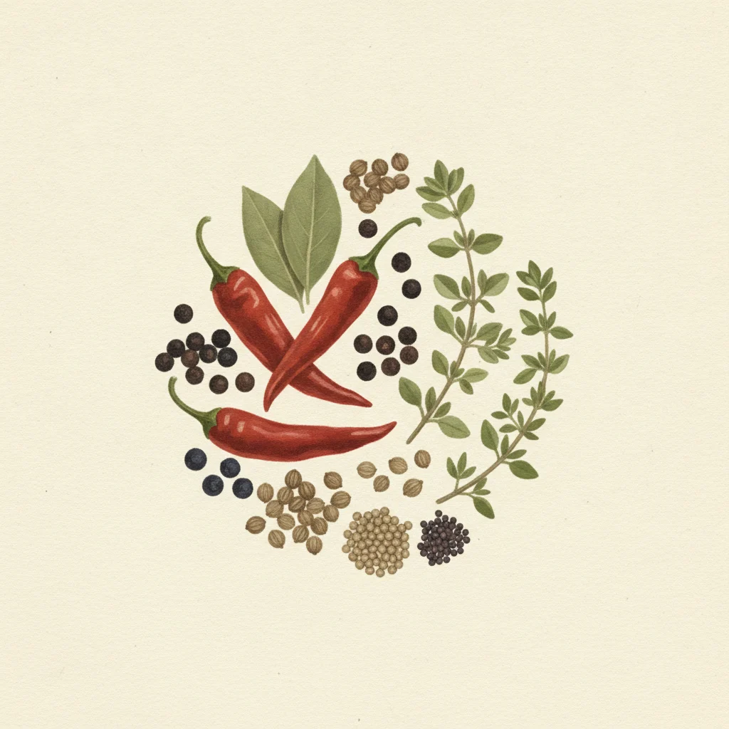 Cajun seasoning, gouache botanical illustration