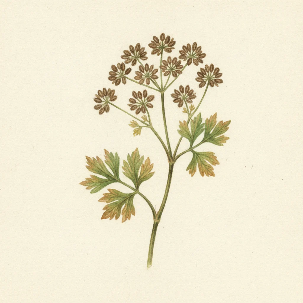 Celery seed, gouache botanical illustration