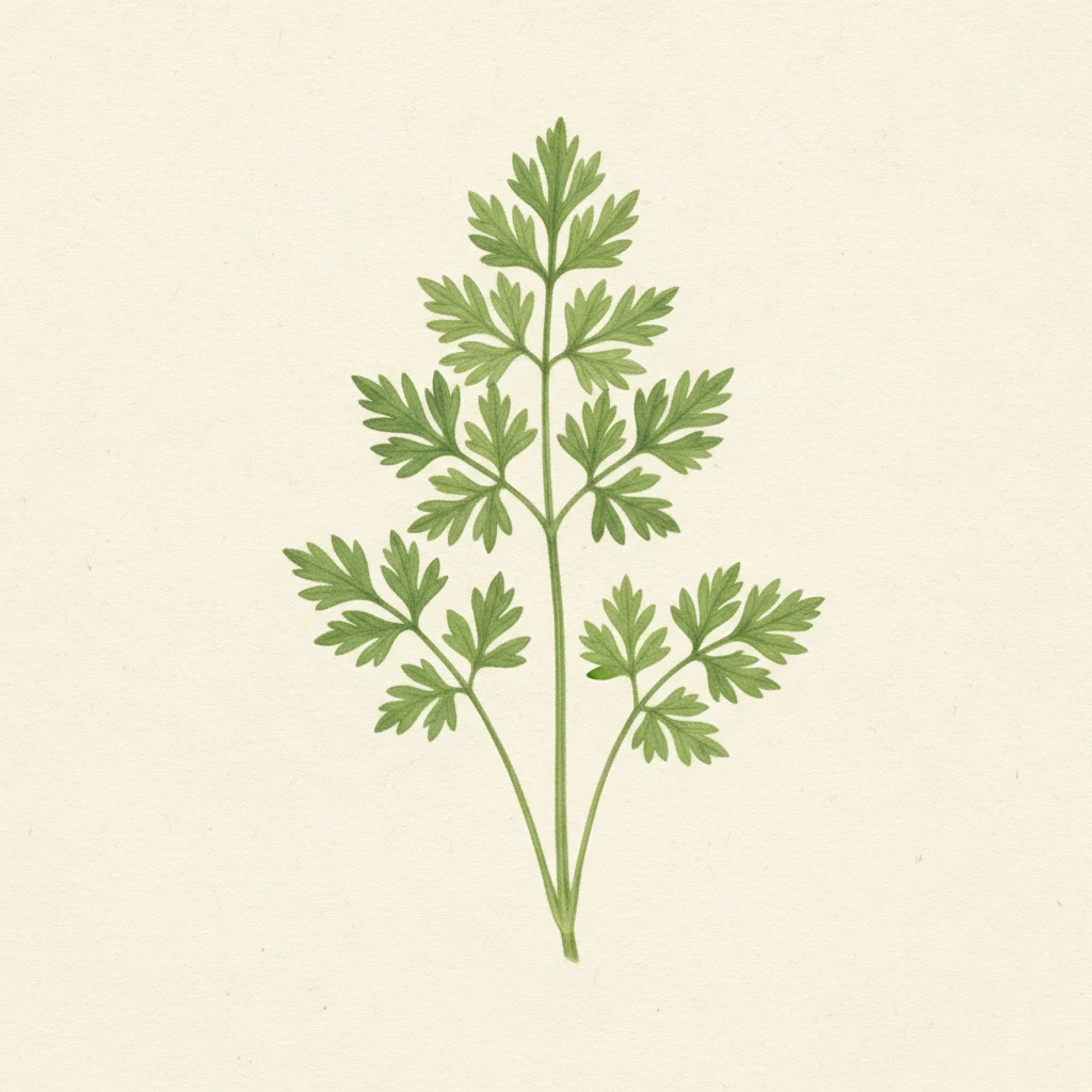 Chervil, gouache botanical illustration