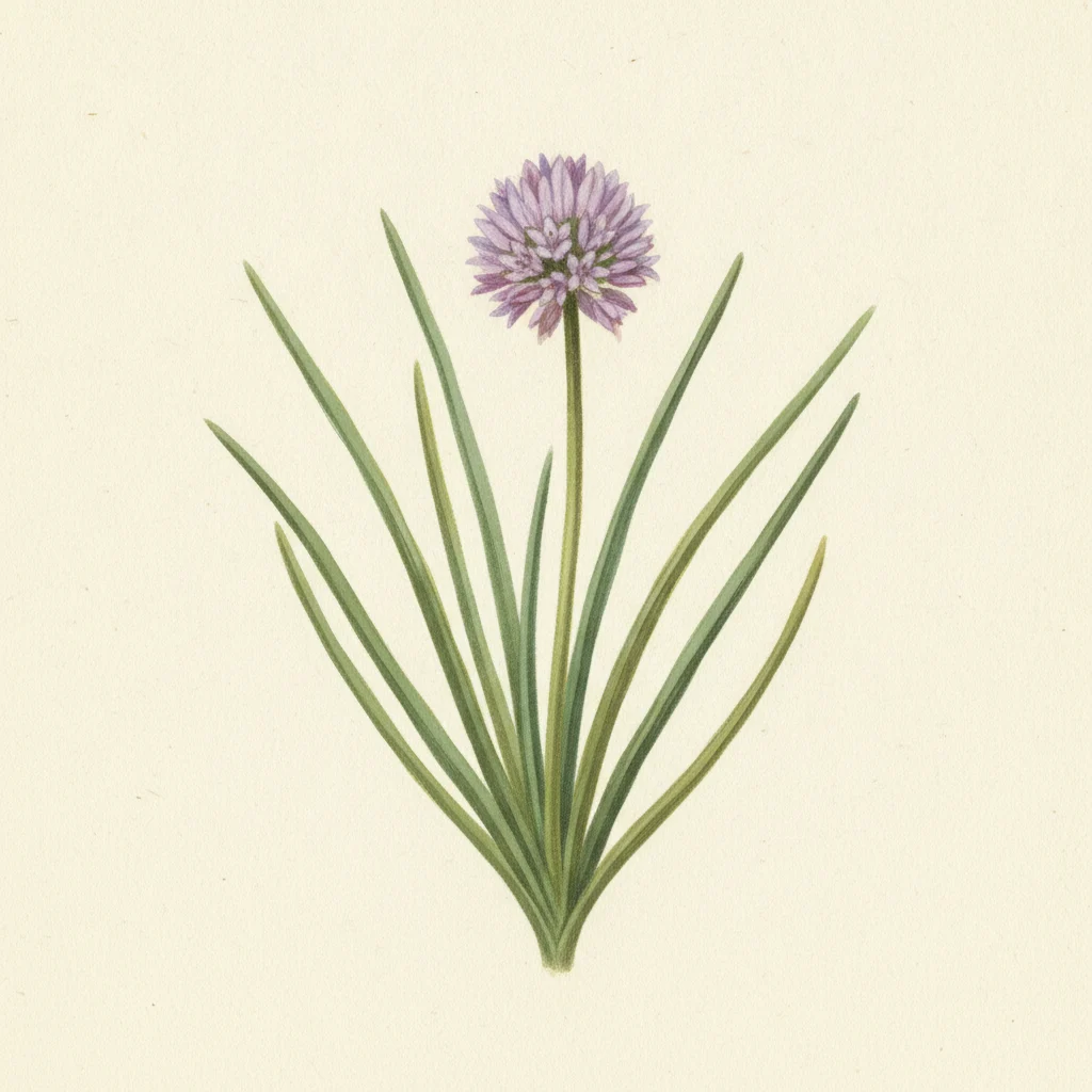 Chives, gouache botanical illustration