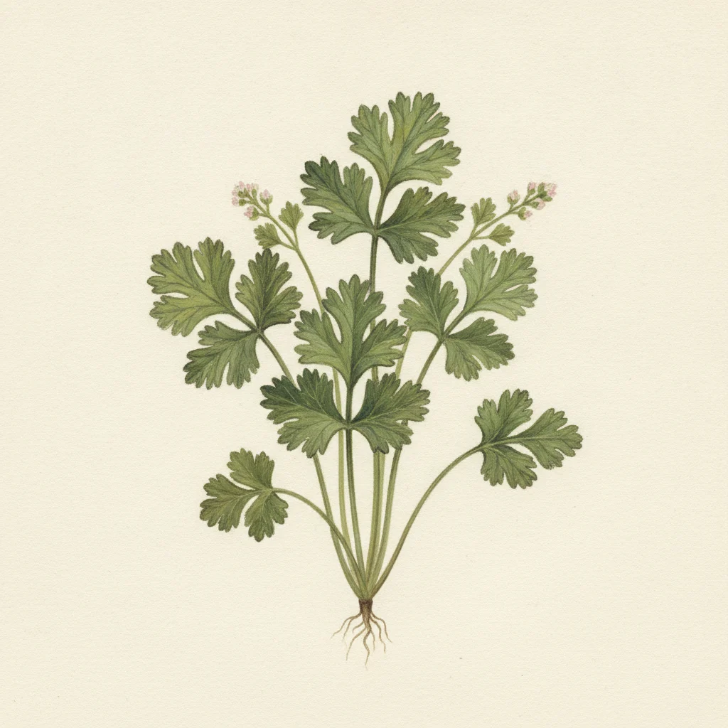Cilantro, gouache botanical illustration