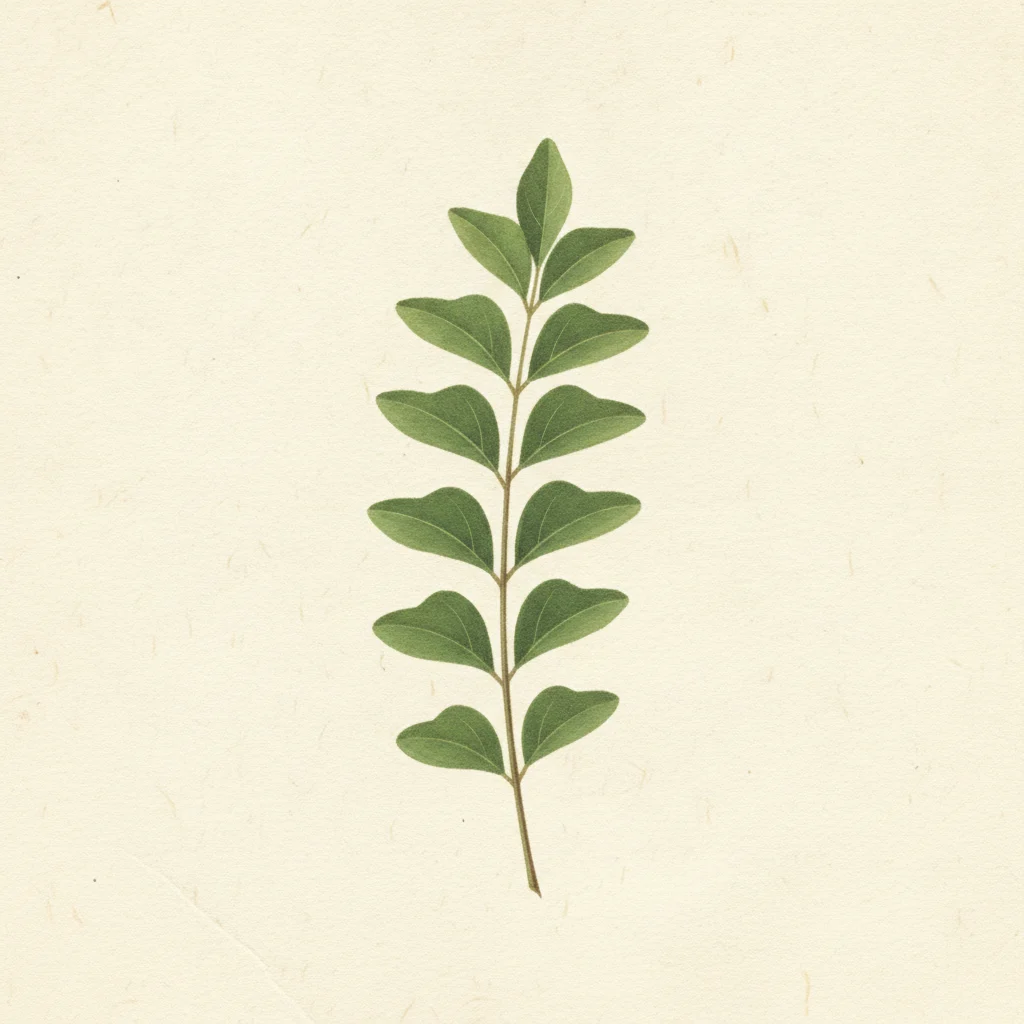 Curry leaf, gouache botanical illustration
