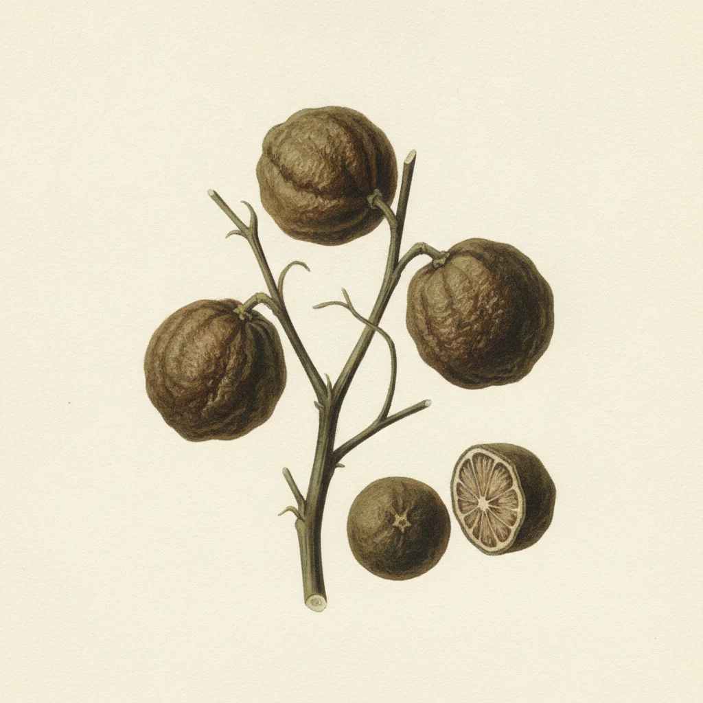 Dried lime, gouache botanical illustration