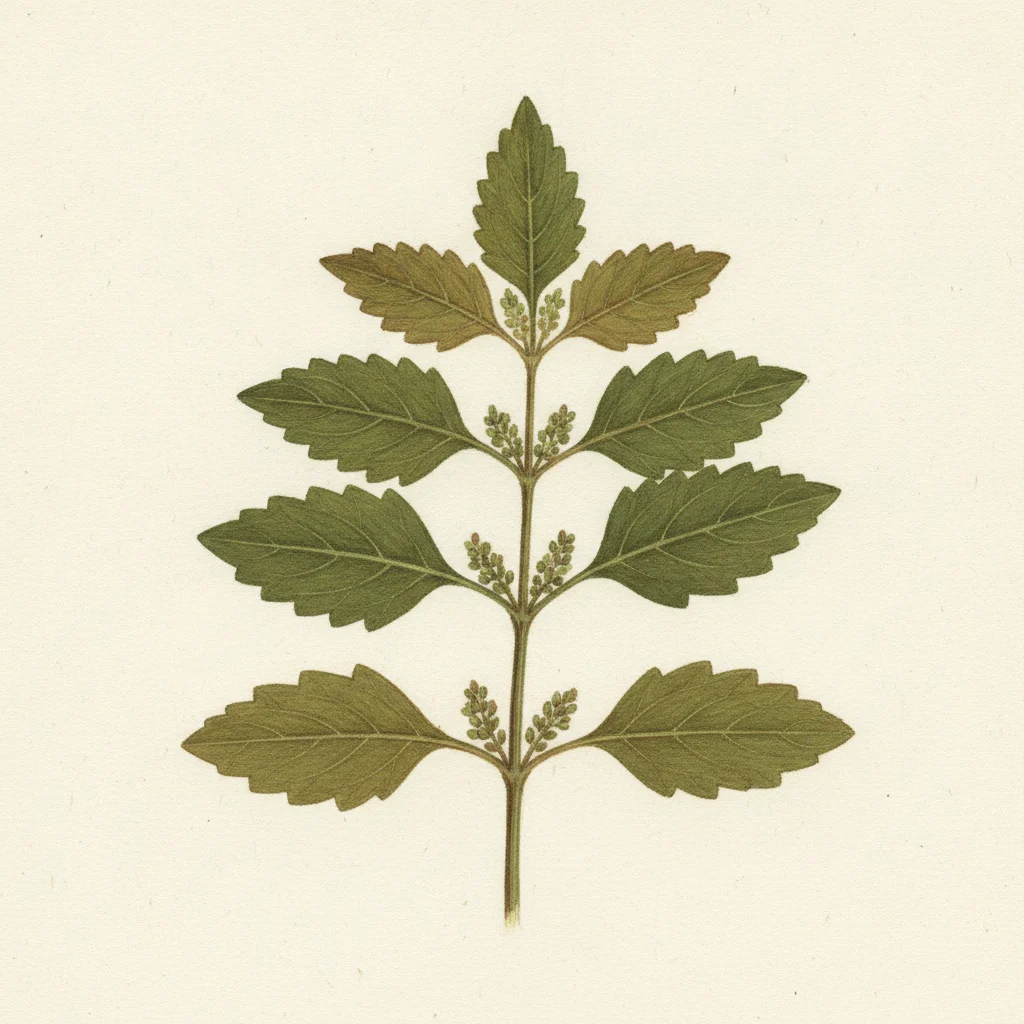 Epazote, gouache botanical illustration
