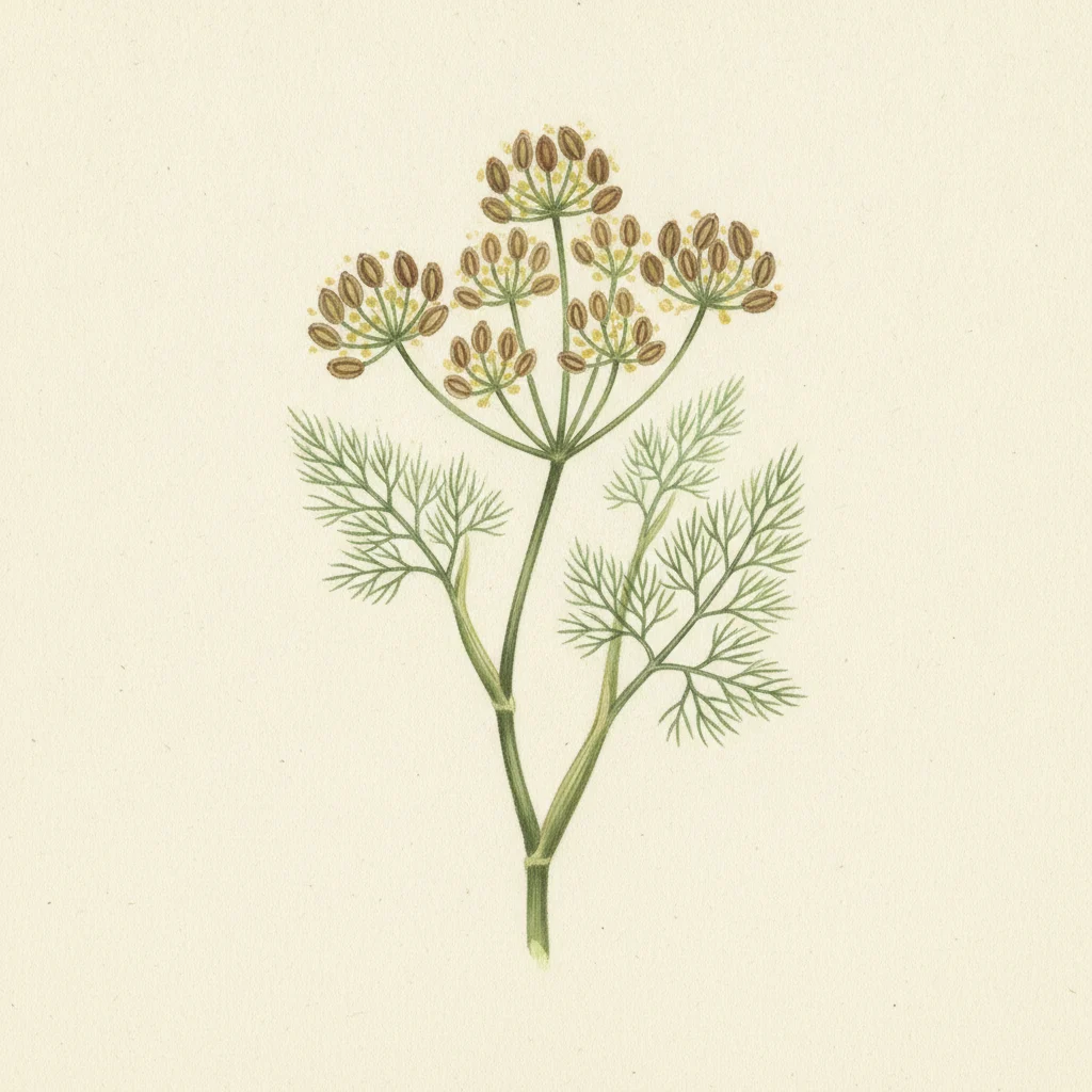 Fennel seed, gouache botanical illustration