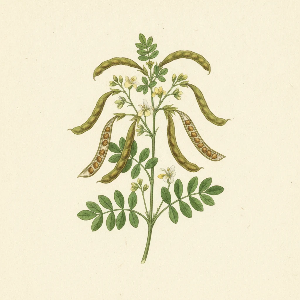 Fenugreek, gouache botanical illustration