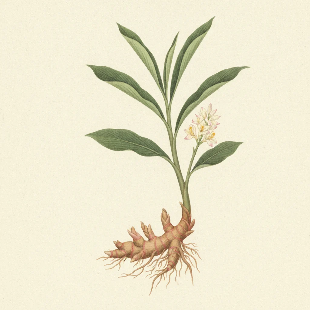 Galangal, gouache botanical illustration