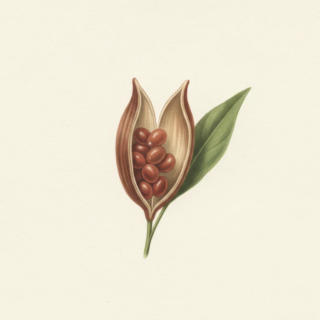 Grains of paradise, gouache botanical illustration