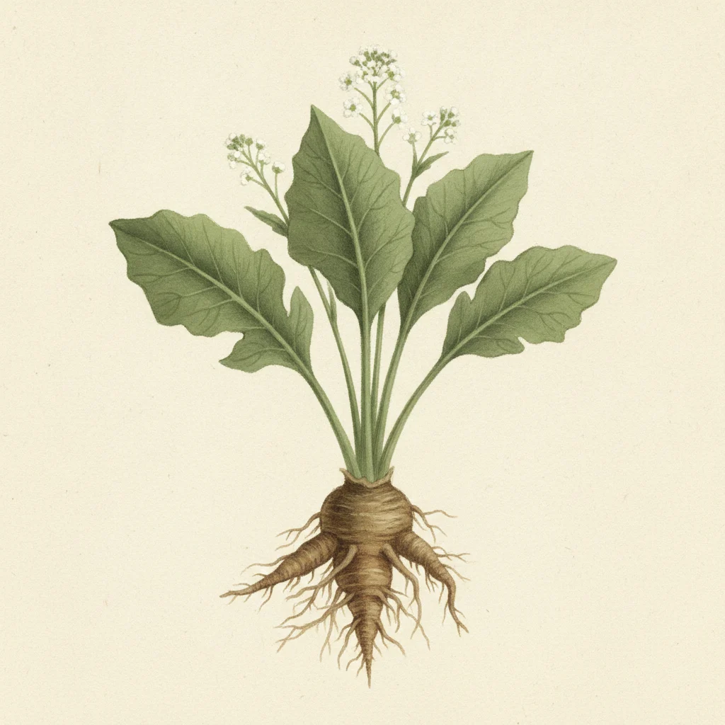 Horseradish, gouache botanical illustration