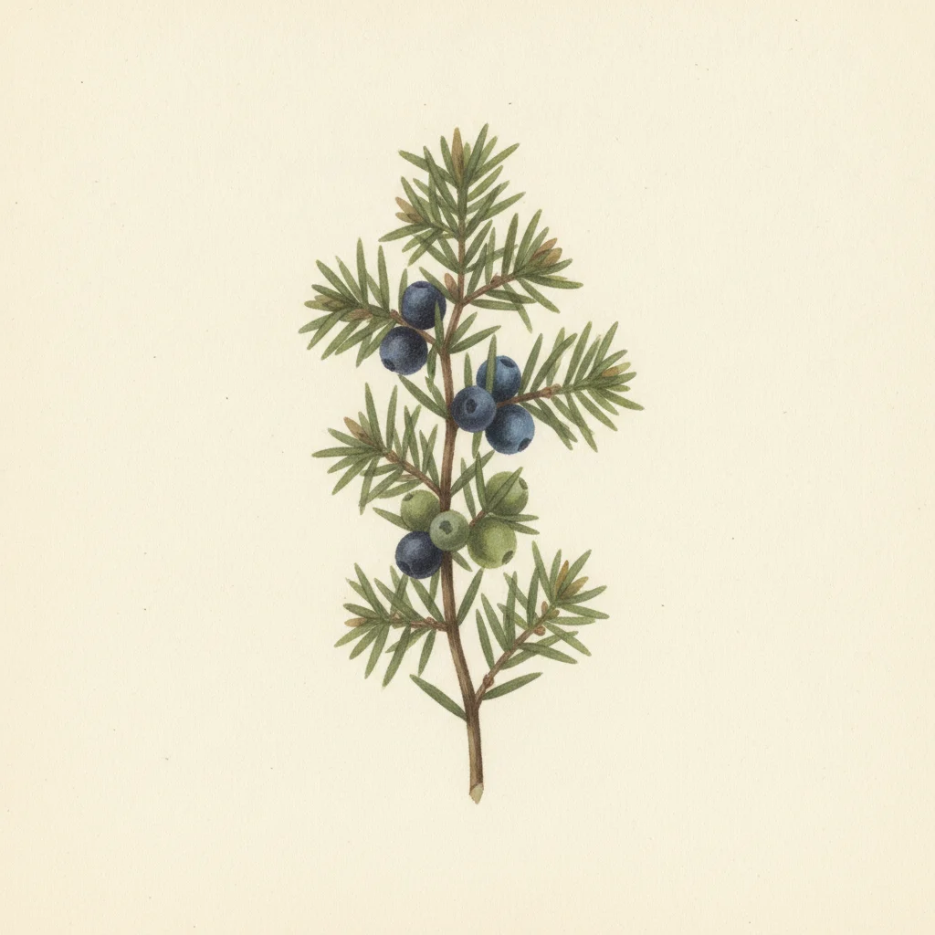 Juniper, gouache botanical illustration