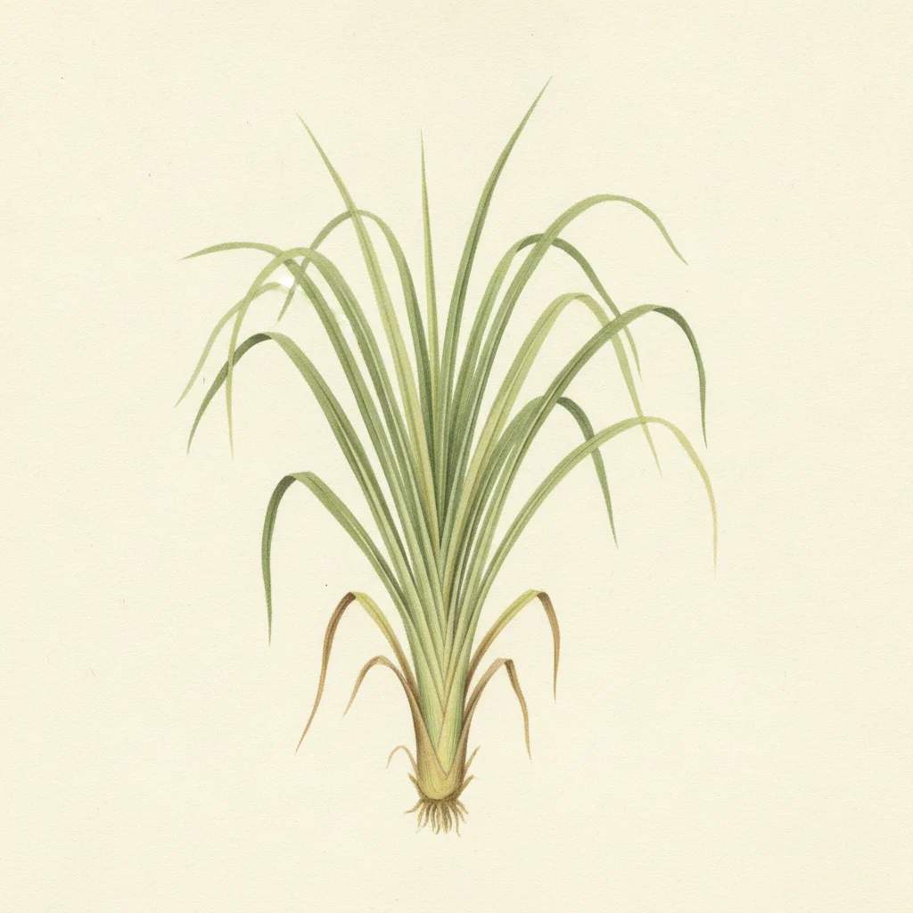 Lemongrass, gouache botanical illustration