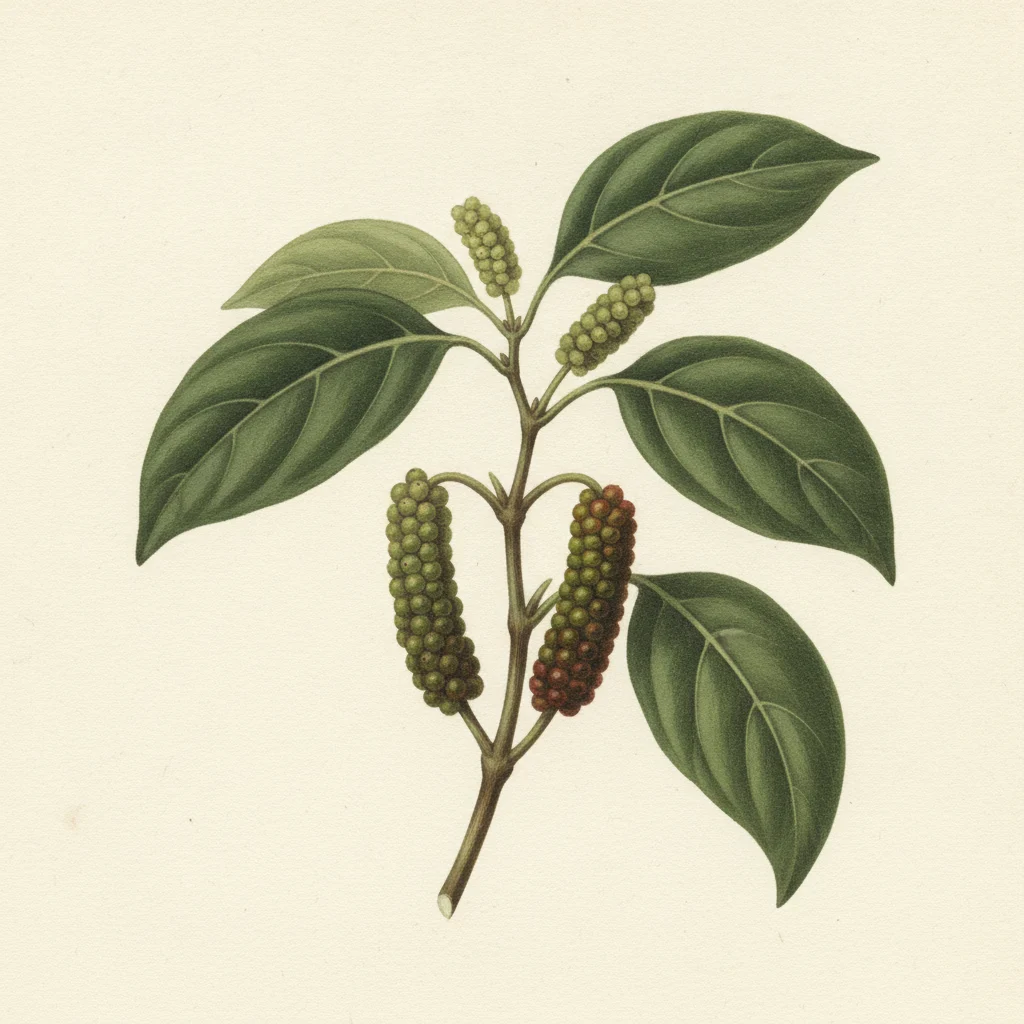 Long pepper, gouache botanical illustration