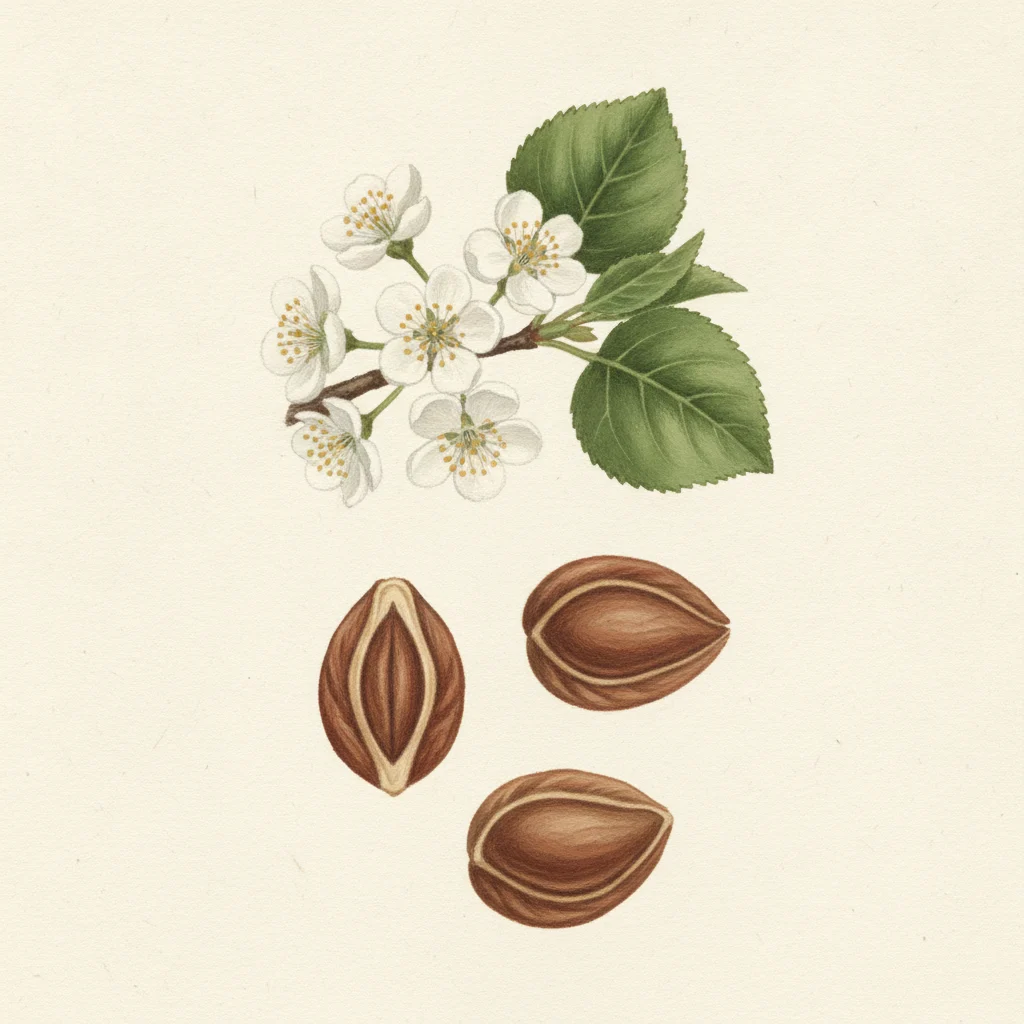 Mahleb, gouache botanical illustration