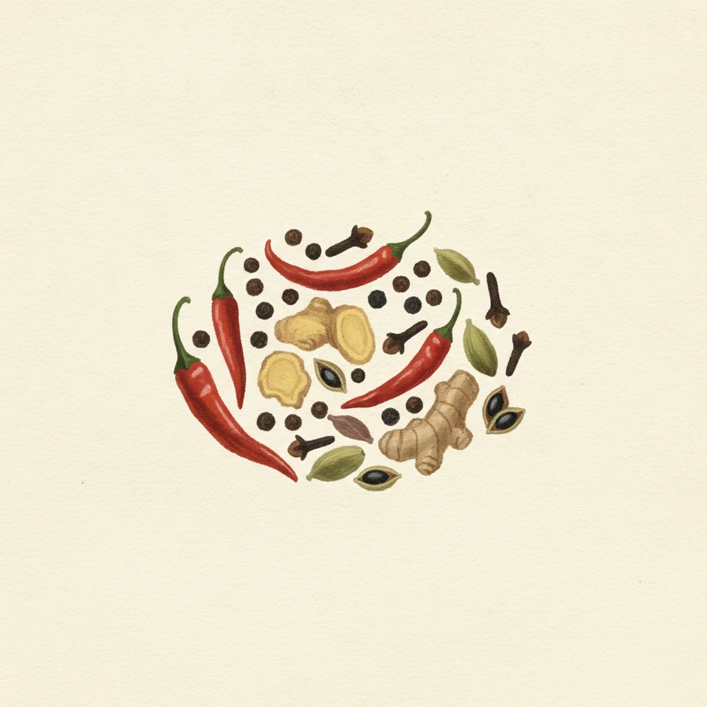 Mitmita, gouache botanical illustration