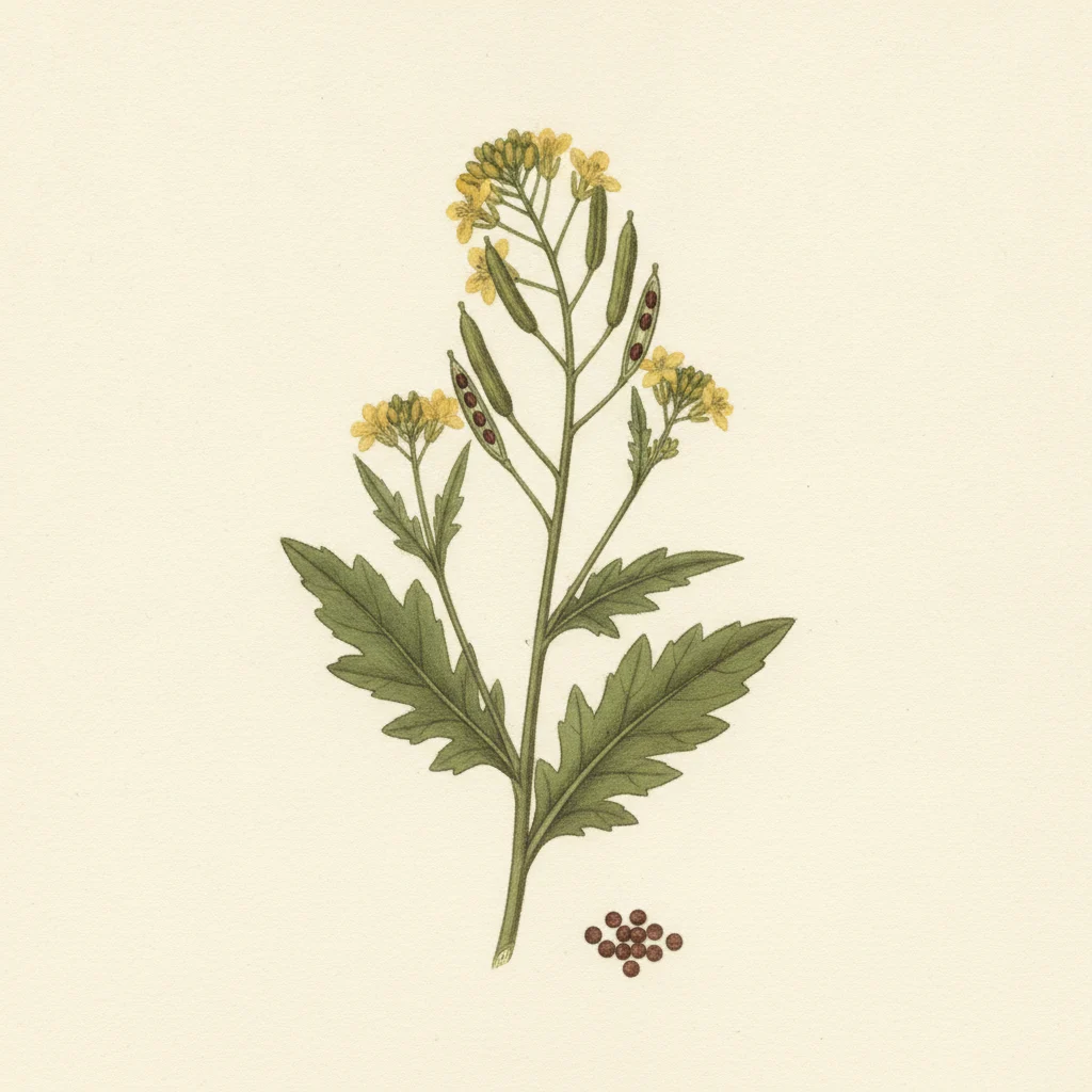 Mustard seed, gouache botanical illustration