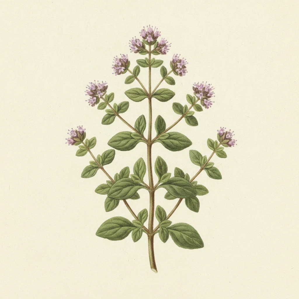 Oregano, gouache botanical illustration