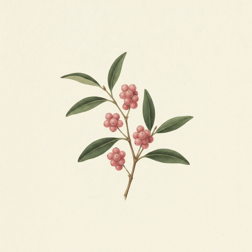 Pink peppercorn, gouache botanical illustration