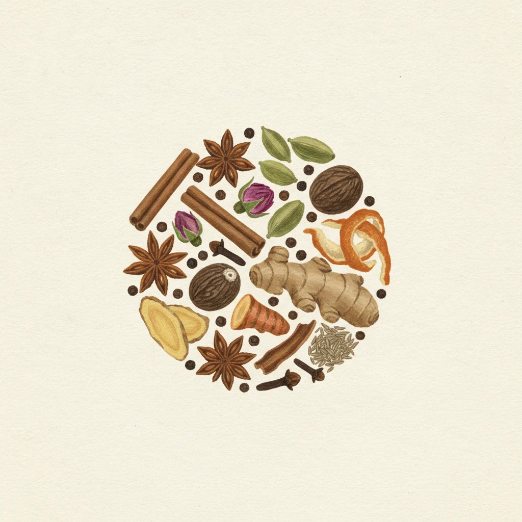 Ras el hanout, gouache botanical illustration