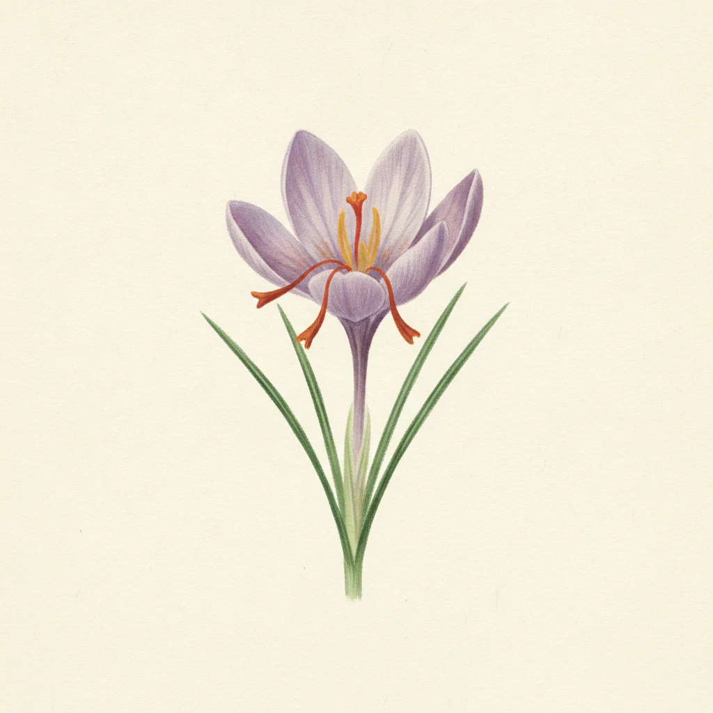Saffron, gouache botanical illustration