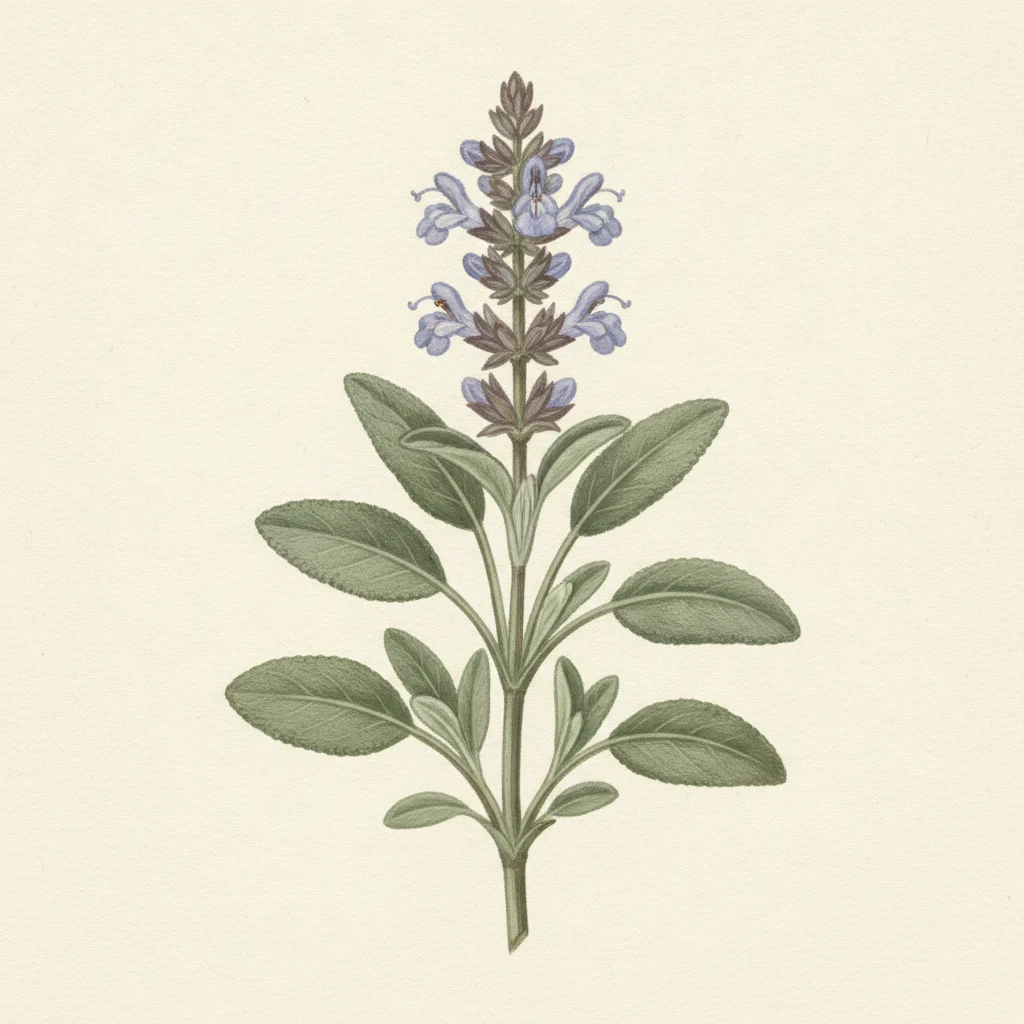Sage, gouache botanical illustration