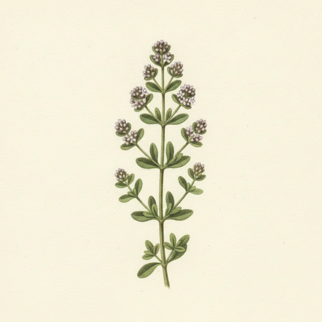 Savory, gouache botanical illustration