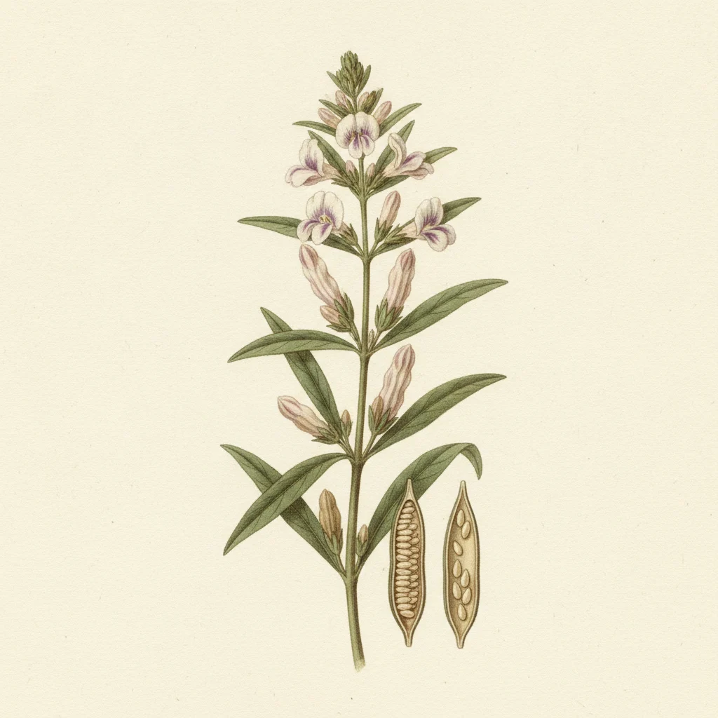 Sesame, gouache botanical illustration