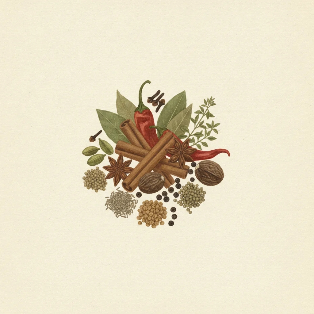 Shawarma spice, gouache botanical illustration