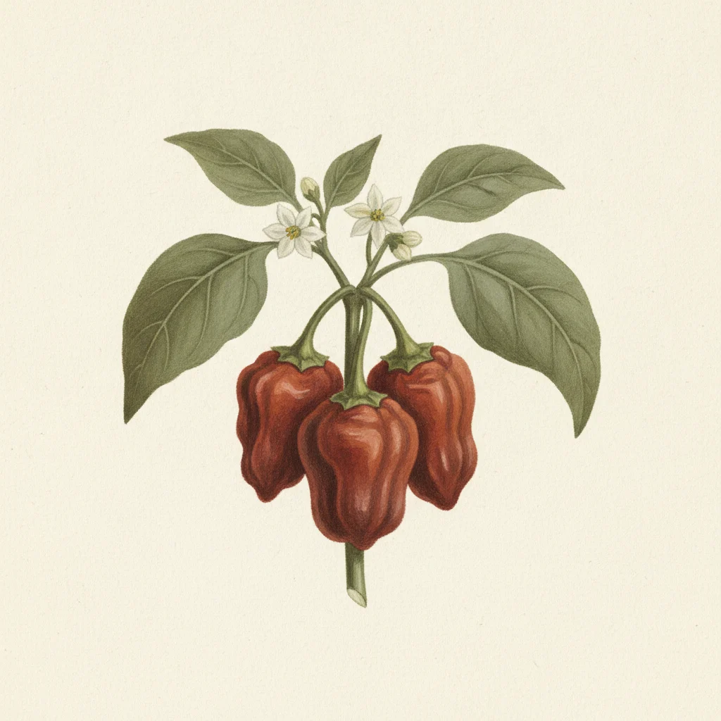 Smoked paprika, gouache botanical illustration