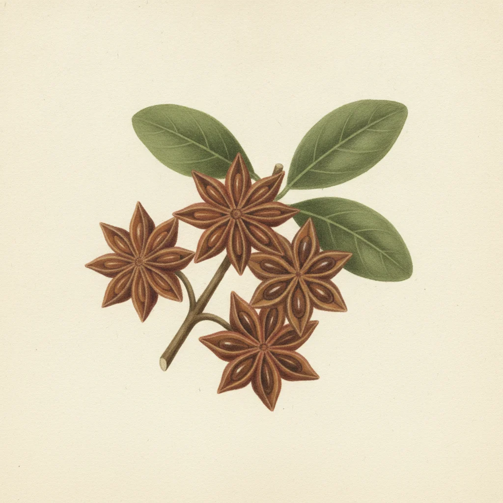 Star anise, gouache botanical illustration