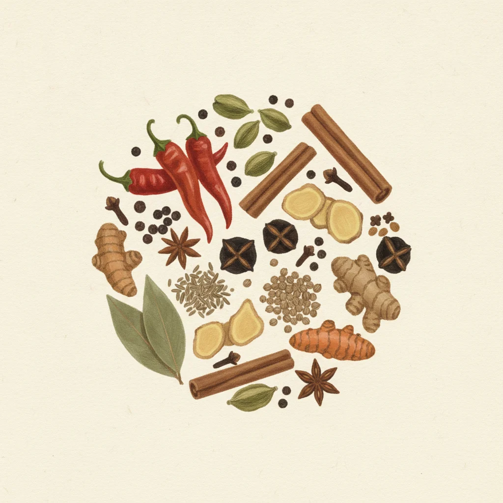 Tandoori masala, gouache botanical illustration