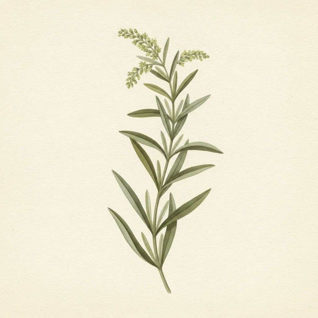 Tarragon, gouache botanical illustration