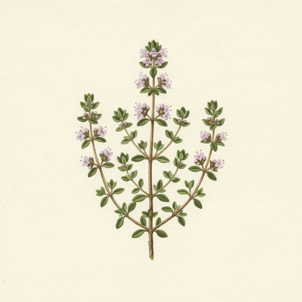 Thyme, gouache botanical illustration