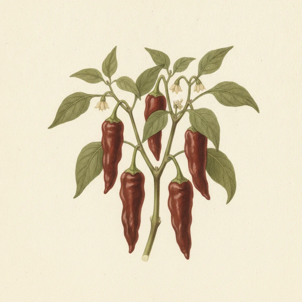 Urfa biber, gouache botanical illustration