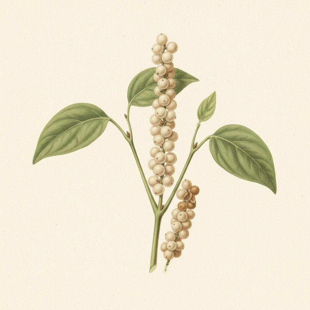White pepper, gouache botanical illustration