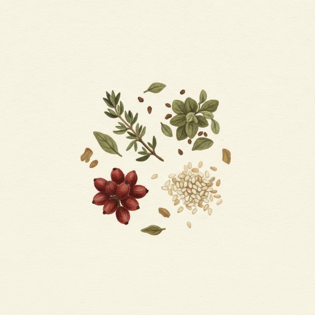 Za'atar, gouache botanical illustration
